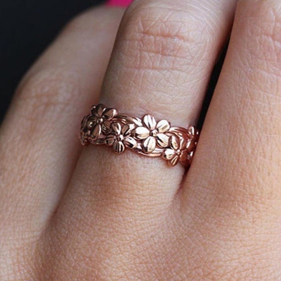 Rose Gold Tone Flower Ring - Picture 2 of 3